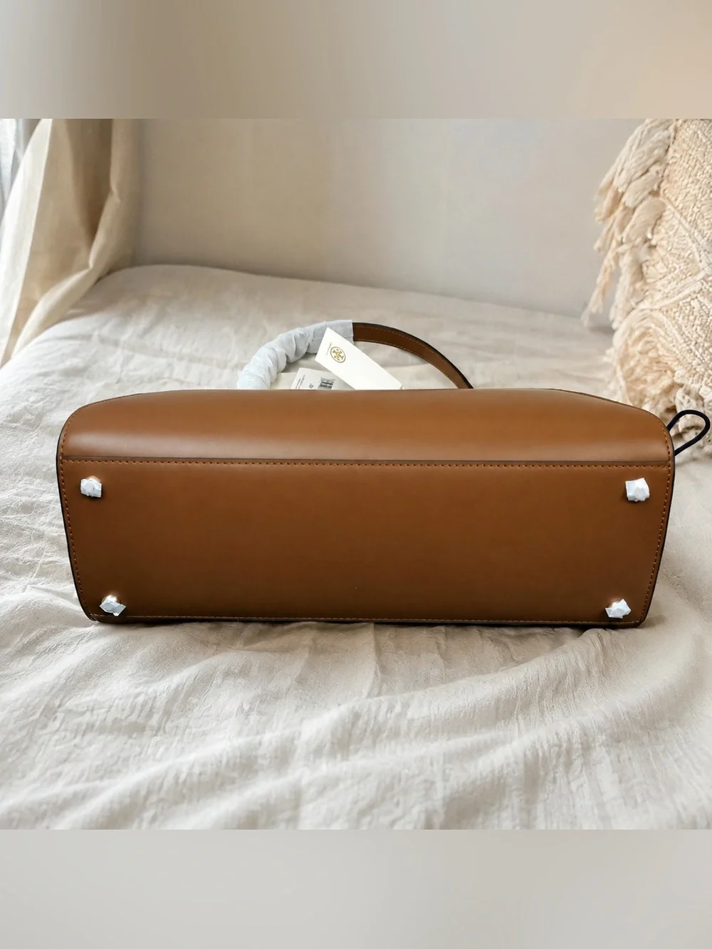 Tory Burch Brown Leather Top-Handle Satchel with Gold Hardware